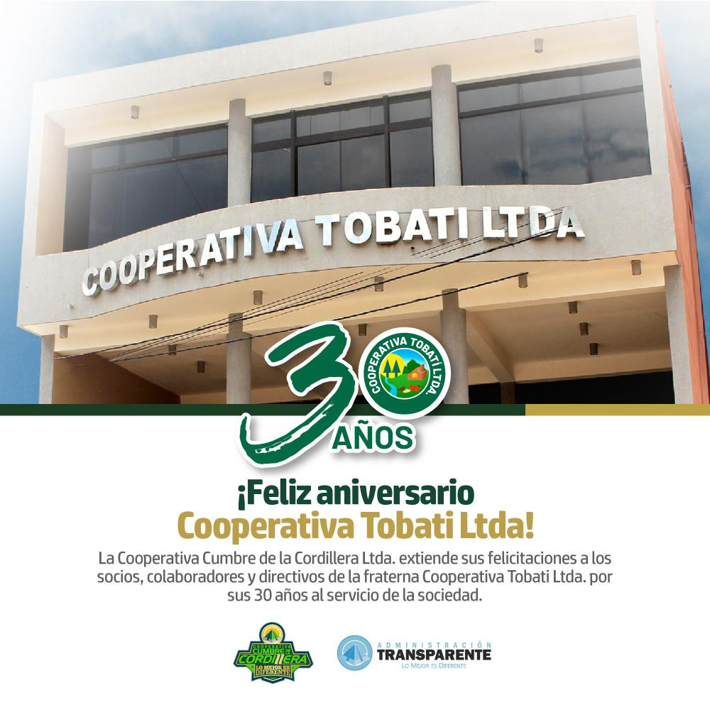 ¡Extendemos nuestras felicitaciones a la fraterna Cooperativa Tobatí Ltda